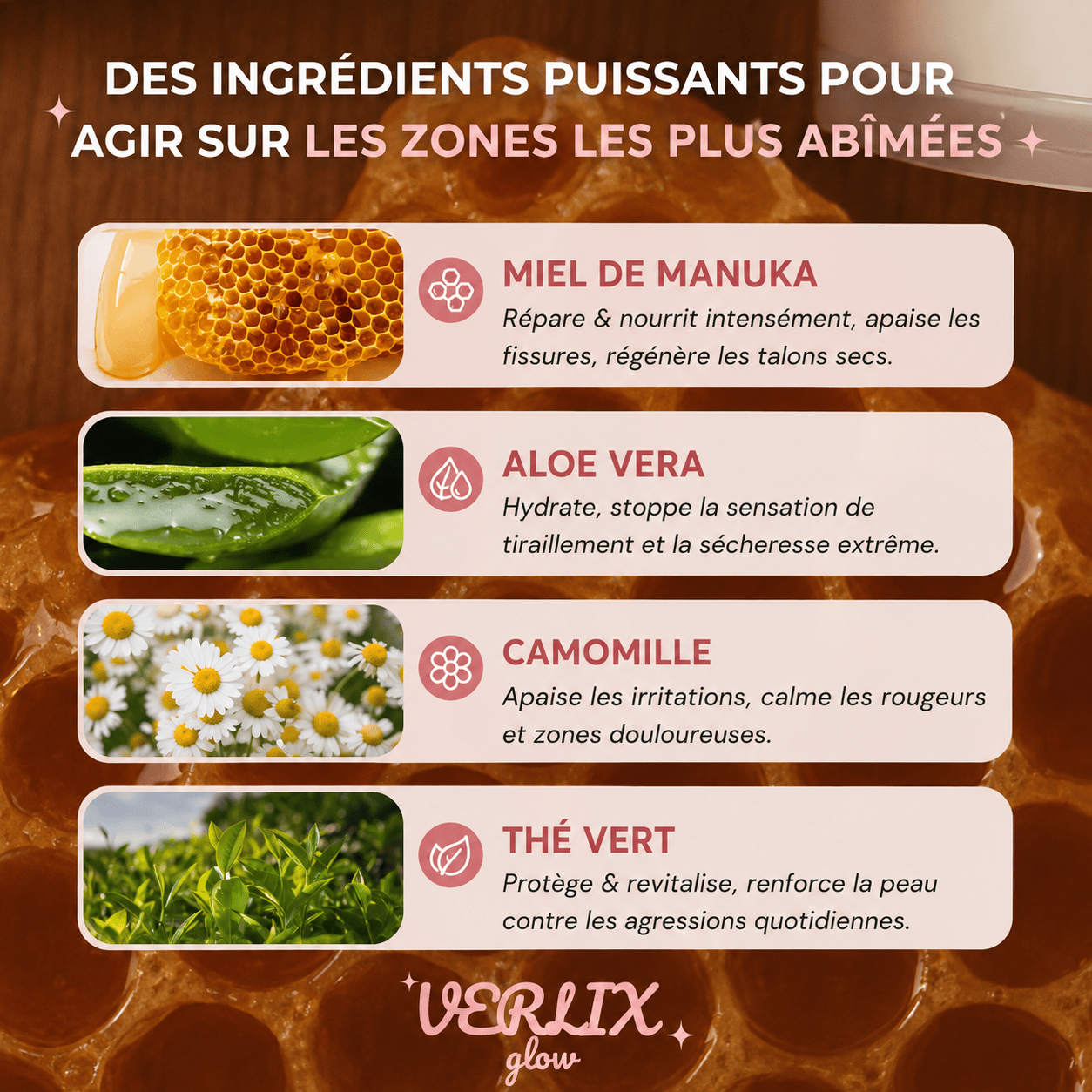 Verlix HoneyBalm™ – Baume Réparateur pour Pieds Secs & Talons Abîmés
