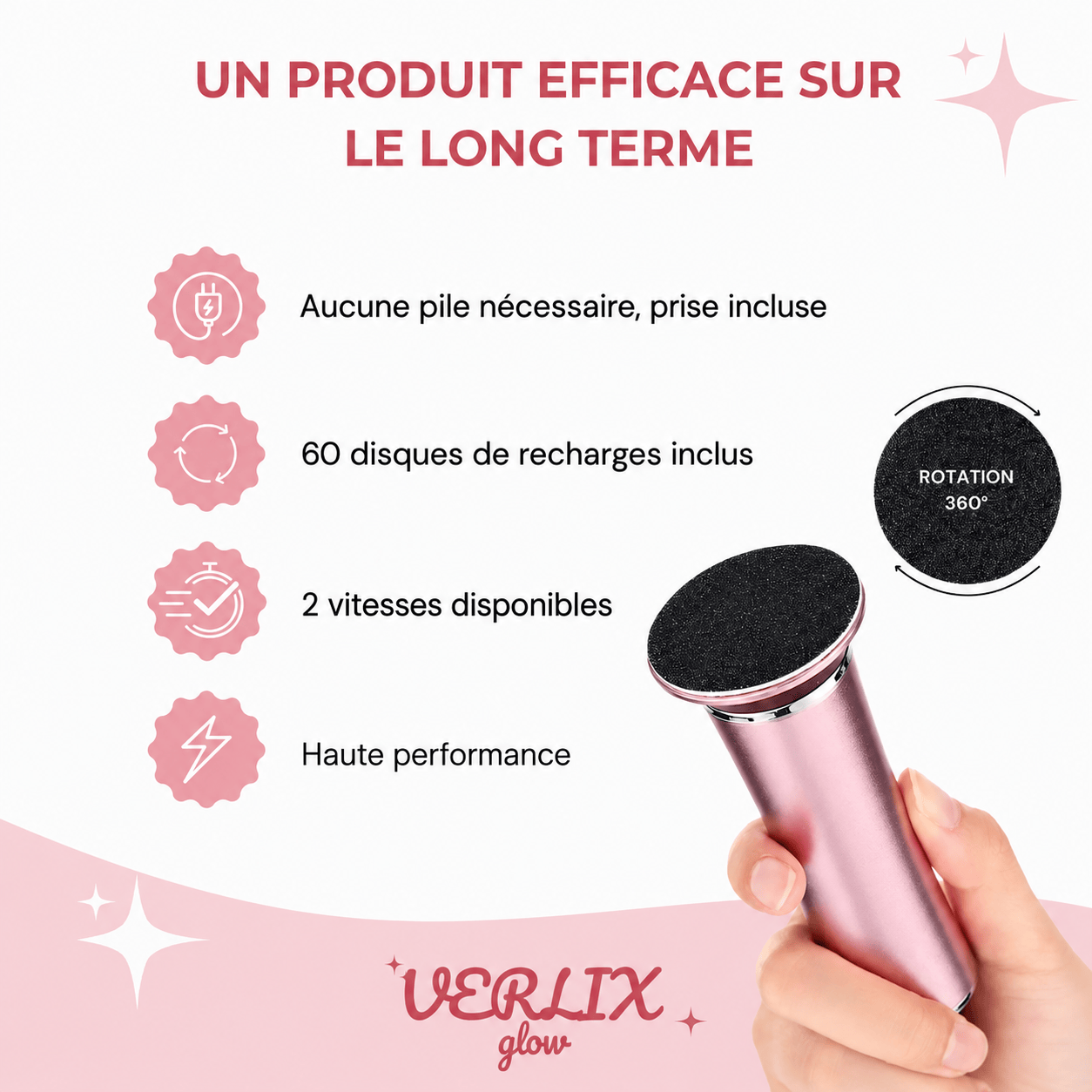 Verlix Glow™ – La Ponceuse Pieds pour des Talons Doux & Lisses