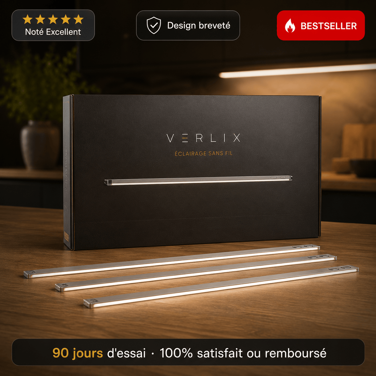 Verlix™ | Réglette LED Automatique Sans Fil